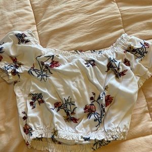 White off true shoulder top